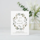 Eucalyptus Wreath | We hebben de aankondiging verp Briefkaart (Staand voorkant)