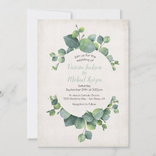 Eucalyptus Wreath Weddenschap Kaart (Voorkant)