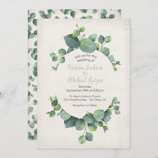 Eucalyptus Wreath Weddenschap Kaart (Voorkant / Achterkant)