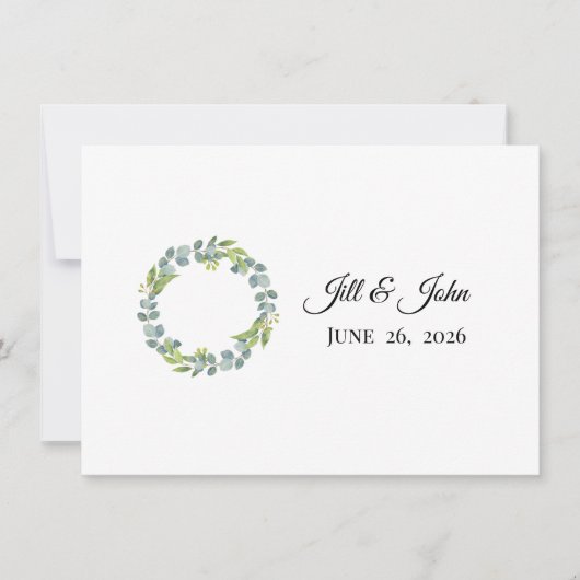 Eucalyptus Wreath Wedding Invitation Stationery (Devant)