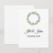 Eucalyptus Wreath Wedding Thank You Card (Voorkant / Achterkant)