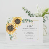 Eucalyptus Zonnebloem Bloemen RSVP-kaart (Staand voorkant)