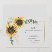 Eucalyptus Zonnebloem Bloemen RSVP-kaart (Voorkant / Achterkant)