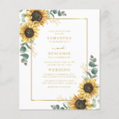 Eucalyptus zonnebloem bloemenbruiloft uitnodiging (Voorkant)