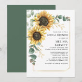 Eucalyptus Zonnebloem Bridal Brunch Uitnodiging (Voorkant / Achterkant)