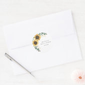 Eucalyptus Zonnebloem Moderne Bruiloft Feest Ronde Sticker (Envelop)