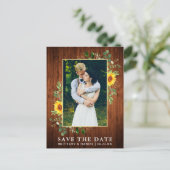 Eucalyptus Zonnebloemenhout Save the Date Briefkaart (Staand voorkant)