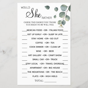 Eucalyptus zou ze liever een douchespelkaart hebbe flyer