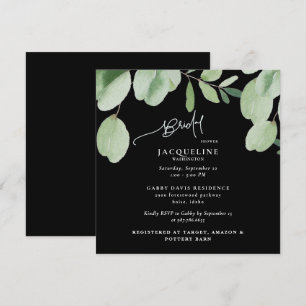 Eucalyptus Zwart Bruids Douche Uitnodiging