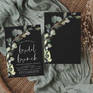Eucalyptus zwart wit bruids brunch douche kaart