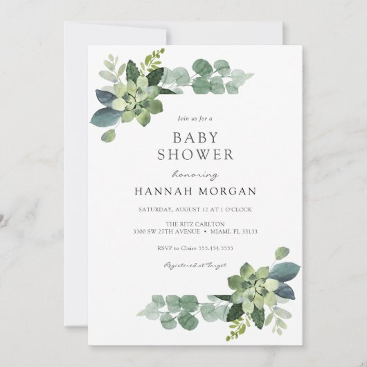 EucalyptusBaby shower Kaart (Voorkant)