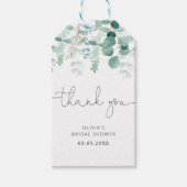 Eucalyptusblad bruiloft bruidssalon bedankkaartje cadeaulabel (Voorkant)