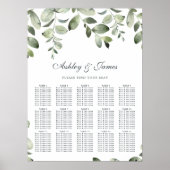 Eucalyptusblad Groene Huwelijkszitplaatskaart Poster (Voorkant)