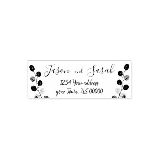 eucalyptusbladeren, bruin en bruin zelfinktende stempel (Design)