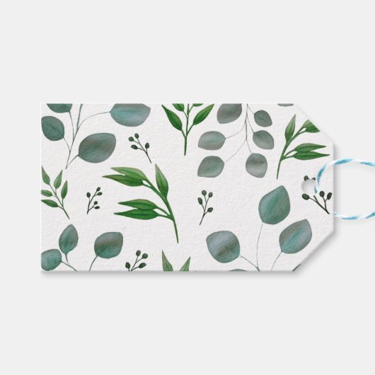 Eucalyptusbladeren Cadeaulabel (Voorkant (Horizontaal))