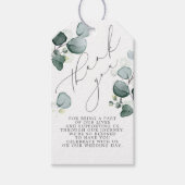 Eucalyptusbladeren Elegant Groen Bedankt Cadeaulabel (Voorkant)
