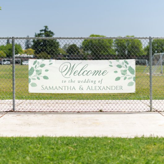 Eucalyptusbladeren Elegante Welkomsttrouw Spandoek (Insitu)