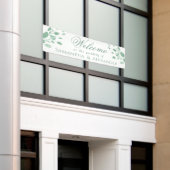 Eucalyptusbladeren Elegante Welkomsttrouw Spandoek (Buitenkant Gebouw)