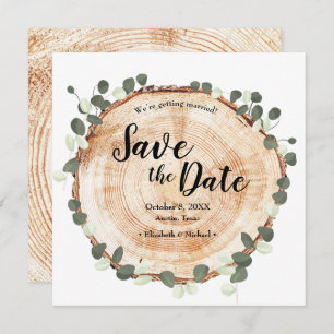 Eucalyptusbladeren en de website van het hout QR-c Save The Date