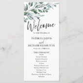 Eucalyptusbladeren groene huwelijksprogramma's 4x9 programma (Voorkant)