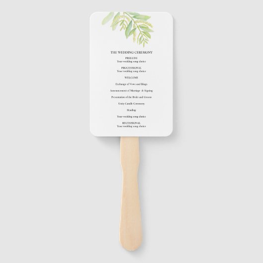 Eucalyptusbladeren groene waterverf bruiloft handwaaier (Achterkant)