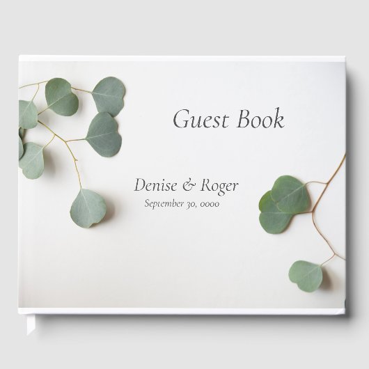 Eucalyptusbladeren met tekstruimte gastenboek (Voorkant)