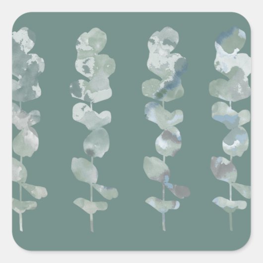 Eucalyptusbladeren Vierkante Sticker (Voorkant)