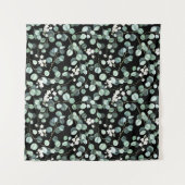 Eucalyptusbladeren: Wit Bloemenpatroon Wandkleed (Voorkant (horizontaal))