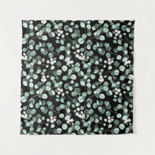 Eucalyptusbladeren: Witte Bloemen Patroon Wandkleed