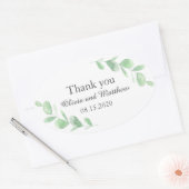 Eucalyptusbladeren. Woodland bruiloft Hartelijk da Ovale Sticker (Envelop)