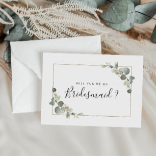 eucalyptusbladertje ben je mijn Bridesmaid-kaart Uitnodiging Briefkaart