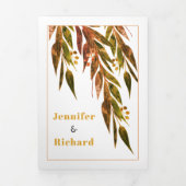 Eucalyptusbranche in herfstkleuren bruiloft drieluik uitnodiging (Cover)