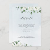 Eucalyptusbruine witte florale bruiloft informatiekaartje (Voorkant / Achterkant)