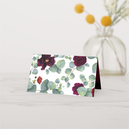 Eucalyptusgroen | Bourgondische rode bloemenbruilo (Achterkant)