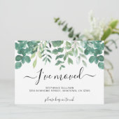 Eucalyptusgroen Ik ben verhuisd Aankondiging (Staand voorkant)