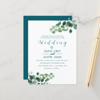 Eucalyptuskrans | Waterverf huwelijksuitnodiging Briefkaart
