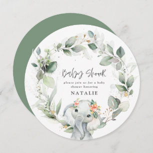 eucalyptusolifant schattig groen baby shower invit kaart