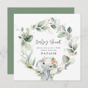 eucalyptusolifant schattig groen baby shower kaart