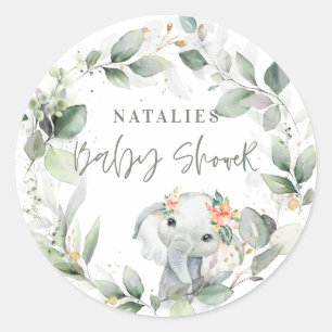 eucalyptussage - groen baby shower van schattige o ronde sticker