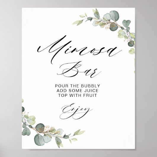 eucalyptussage groene vrijgezellenfeest mimosa bar poster (Voorkant)