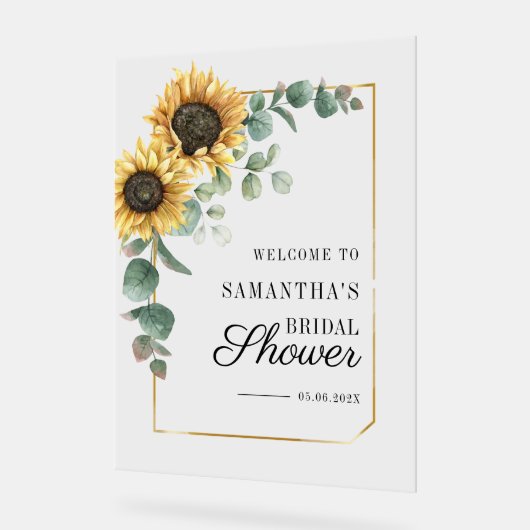 Eucalyptusscript voor zonnebloemen - Welkom, Vrijg Acryl Bord (Hoek)