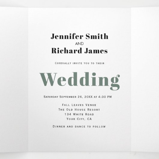 Eucalyptustak met winterbruiloft drieluik uitnodiging (Binnenkant midden)