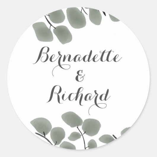 Eucalyptusthema Ronde Sticker (Voorkant)