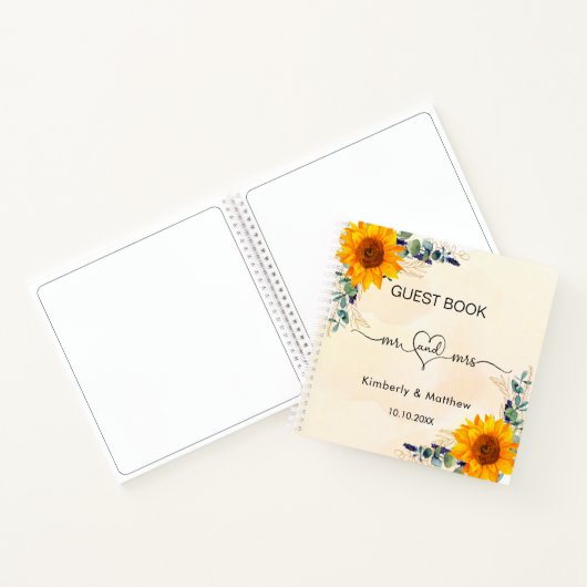 Eucalyptuszonnebloemen voor het Guest Book, mevrou Notitieboek (Binnen)