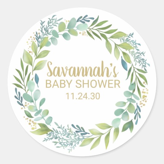 Eucalyptys groen Baby shower Sticker (Voorkant)