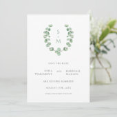 Eucalypus monogram Bewaar de datum Kaart (Staand voorkant)
