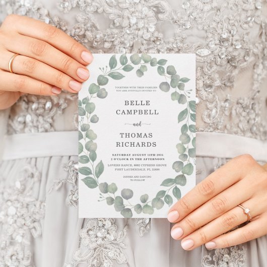 Eucalyputus Rustique Dusty Faire-part de mariage b