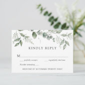 Eucalytus Greenery Wedding RSVP Reactie Kaart (Staand voorkant)