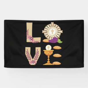 Eucharis katholieke 1e Heilige Communie voor Meisj Spandoek