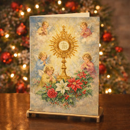 Eucharistic Christmas Nativity with Angels Feestdagen Kaart